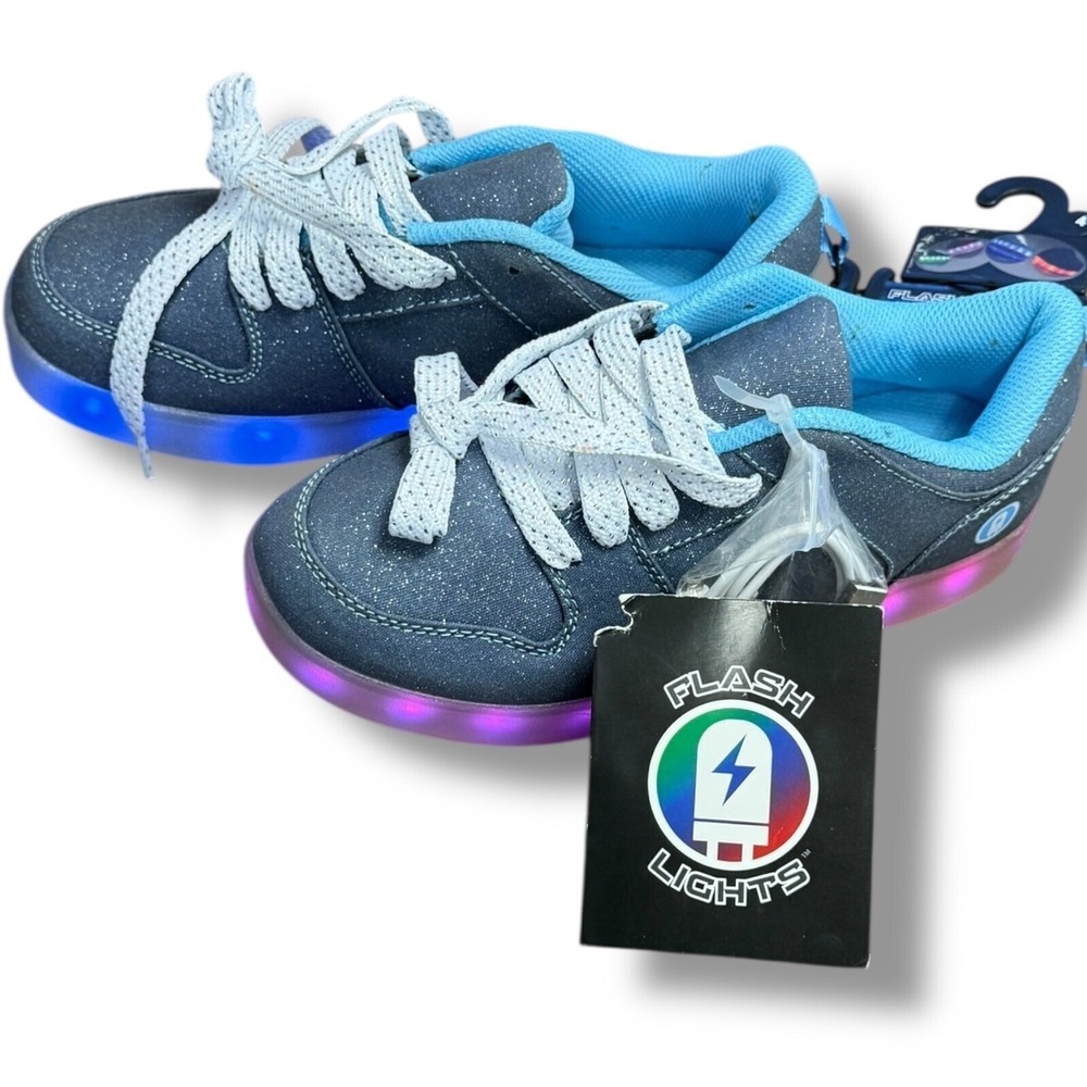 Flash Lights Rechargeable Light Up Sneakers Girl's Boys kid Athletics Shoes Sz 4